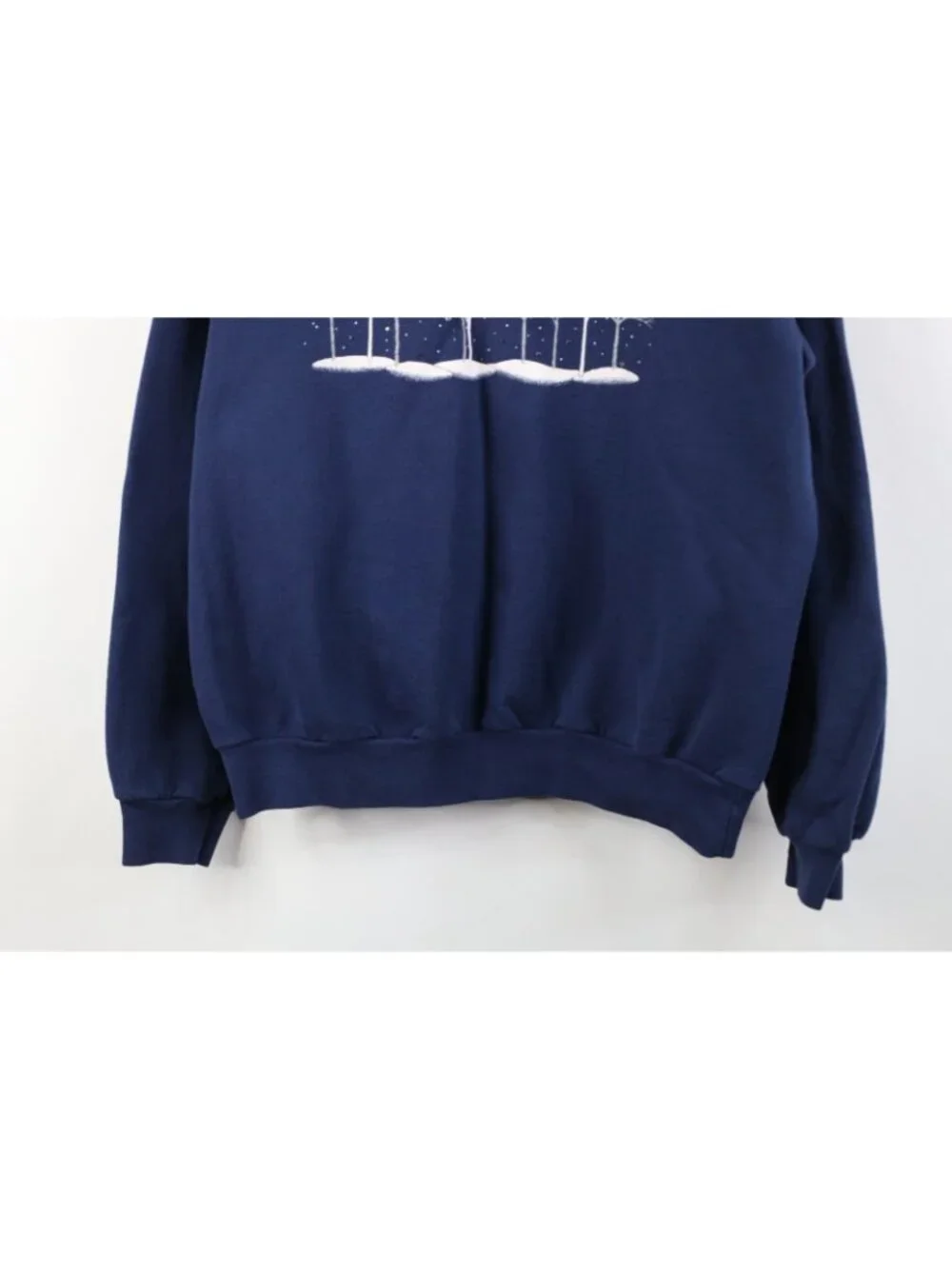 Vintage 90s Streetwear Womens Large Christmas Show Trees Layered Sweatshirt Blue